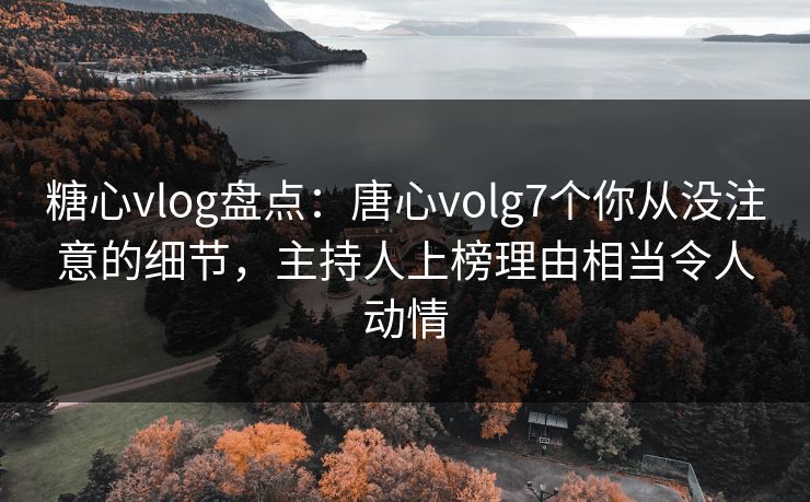 糖心vlog盘点：唐心volg7个你从没注意的细节，主持人上榜理由相当令人动情